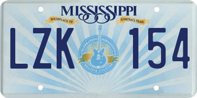 MS license plate LZK154