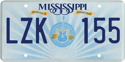 MS license plate LZK155