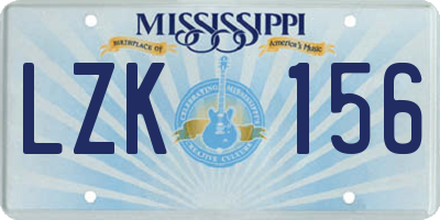 MS license plate LZK156