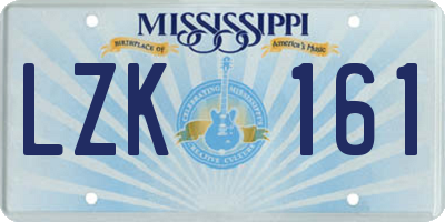 MS license plate LZK161
