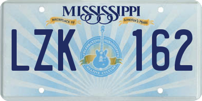 MS license plate LZK162