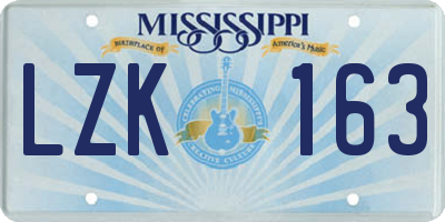 MS license plate LZK163