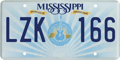 MS license plate LZK166