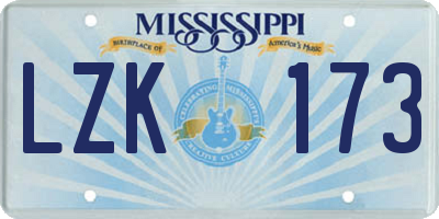 MS license plate LZK173