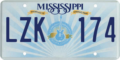 MS license plate LZK174