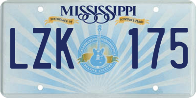 MS license plate LZK175