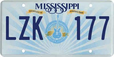 MS license plate LZK177