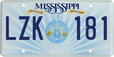MS license plate LZK181