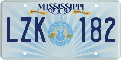MS license plate LZK182
