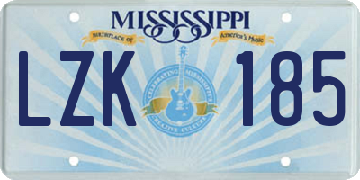 MS license plate LZK185