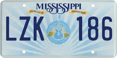 MS license plate LZK186