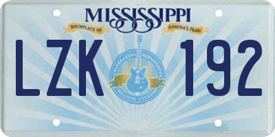 MS license plate LZK192
