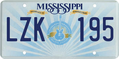 MS license plate LZK195