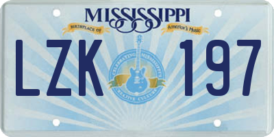 MS license plate LZK197