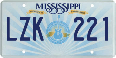 MS license plate LZK221