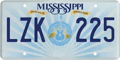 MS license plate LZK225