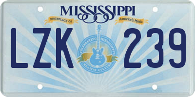 MS license plate LZK239