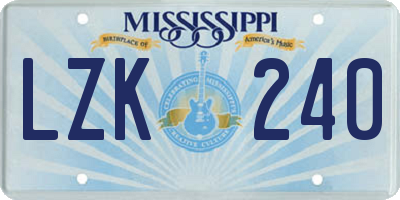 MS license plate LZK240
