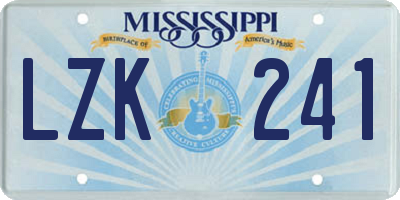 MS license plate LZK241