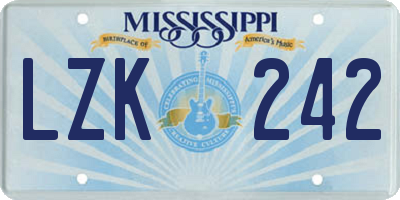 MS license plate LZK242