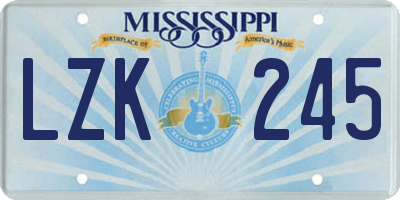MS license plate LZK245