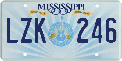 MS license plate LZK246