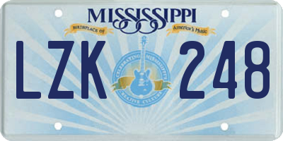 MS license plate LZK248