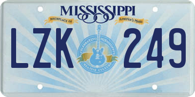MS license plate LZK249