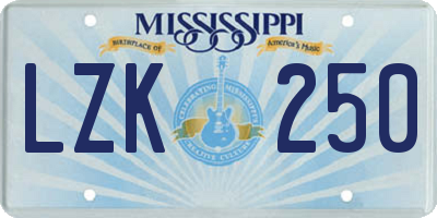 MS license plate LZK250