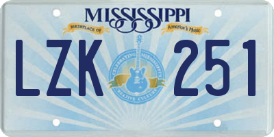 MS license plate LZK251
