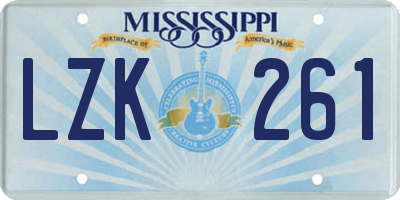 MS license plate LZK261