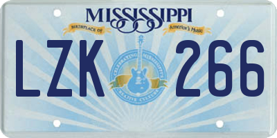 MS license plate LZK266
