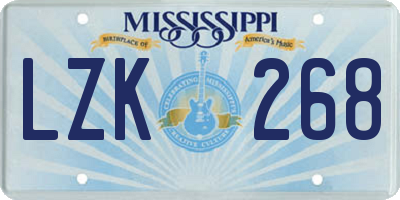 MS license plate LZK268