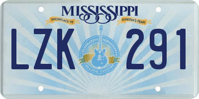 MS license plate LZK291