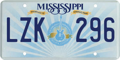 MS license plate LZK296