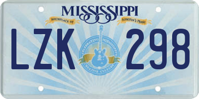MS license plate LZK298