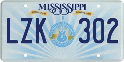 MS license plate LZK302