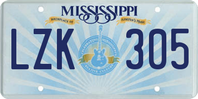 MS license plate LZK305