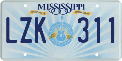 MS license plate LZK311