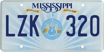 MS license plate LZK320