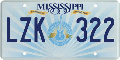 MS license plate LZK322
