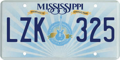 MS license plate LZK325