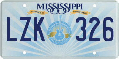 MS license plate LZK326