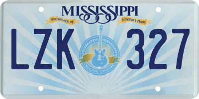 MS license plate LZK327