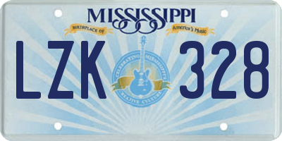 MS license plate LZK328
