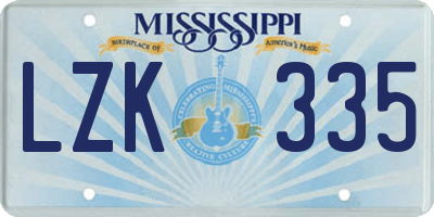 MS license plate LZK335