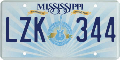 MS license plate LZK344