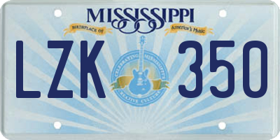 MS license plate LZK350