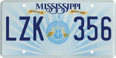 MS license plate LZK356