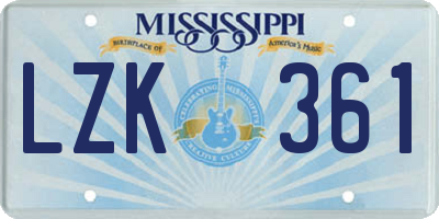 MS license plate LZK361